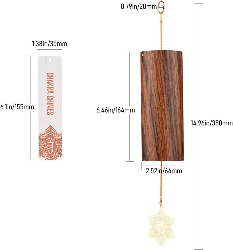 Mowind Chakra Chimes Natural Bamboo Wind Chimes Meditation Chord Windchime Wind Bell for Home Decoration Zen Mindfulness Sacral Chakra - Image 2